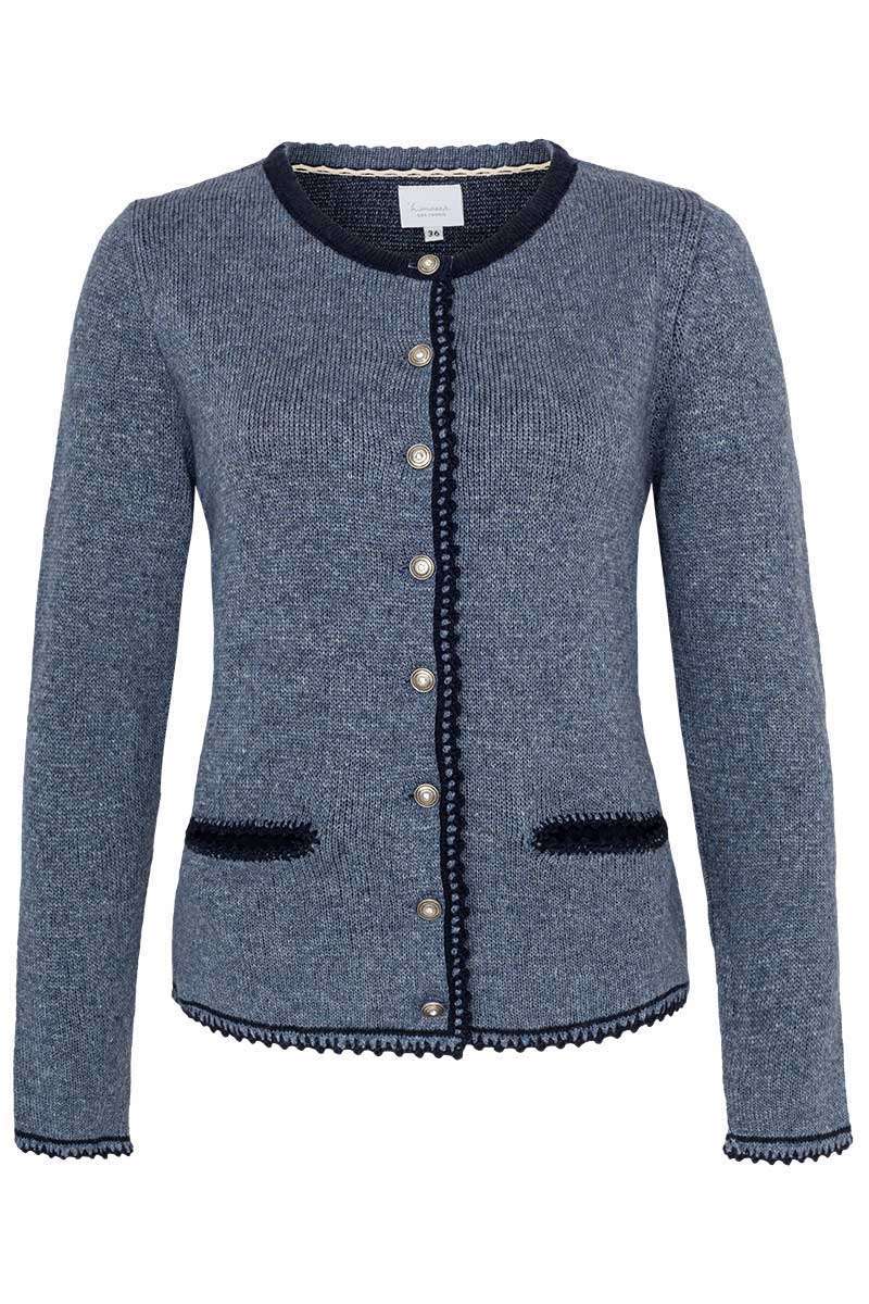 Damen Trachten Strickjacke jeansblau