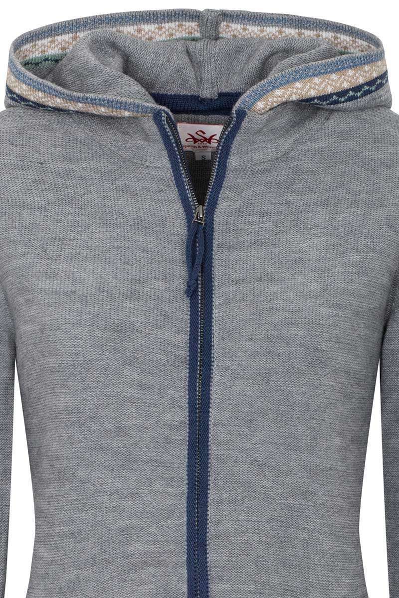 Damen Strickjacke mit Kapuze grau denim Bild 2