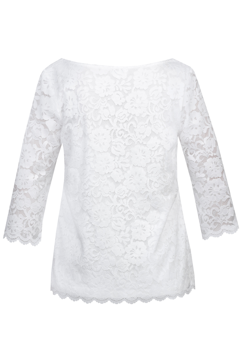 Trachtenbluse Blusenshirt mit Spitze und 3/4-Arm offwhite Bild 2