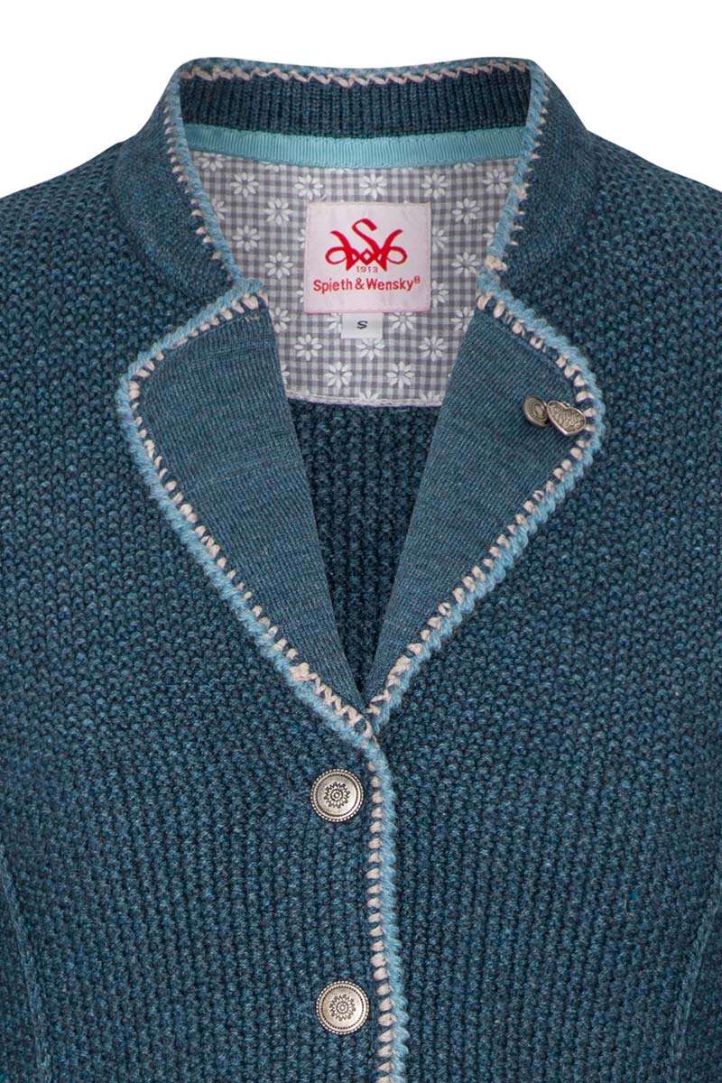 Damen Trachten Strickblazer Jeansblau Bild 2