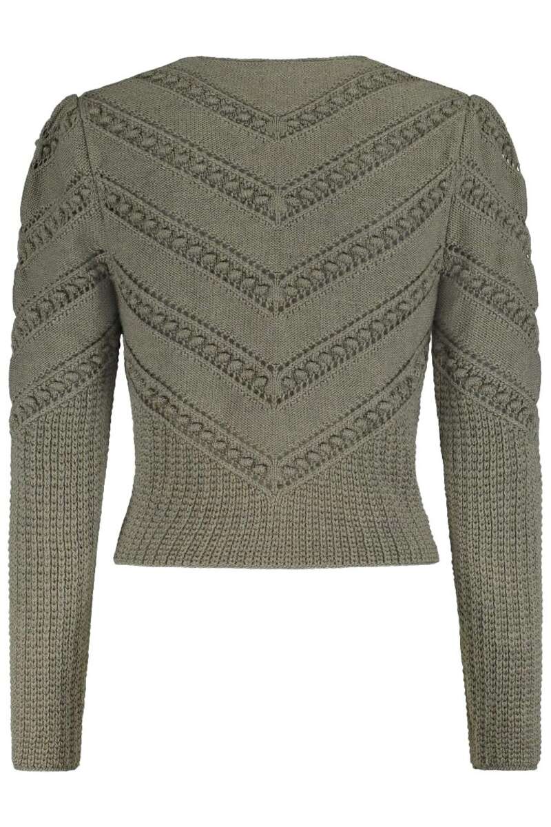 Strickjacke mit V-Lochmusterung thymian Bild 2