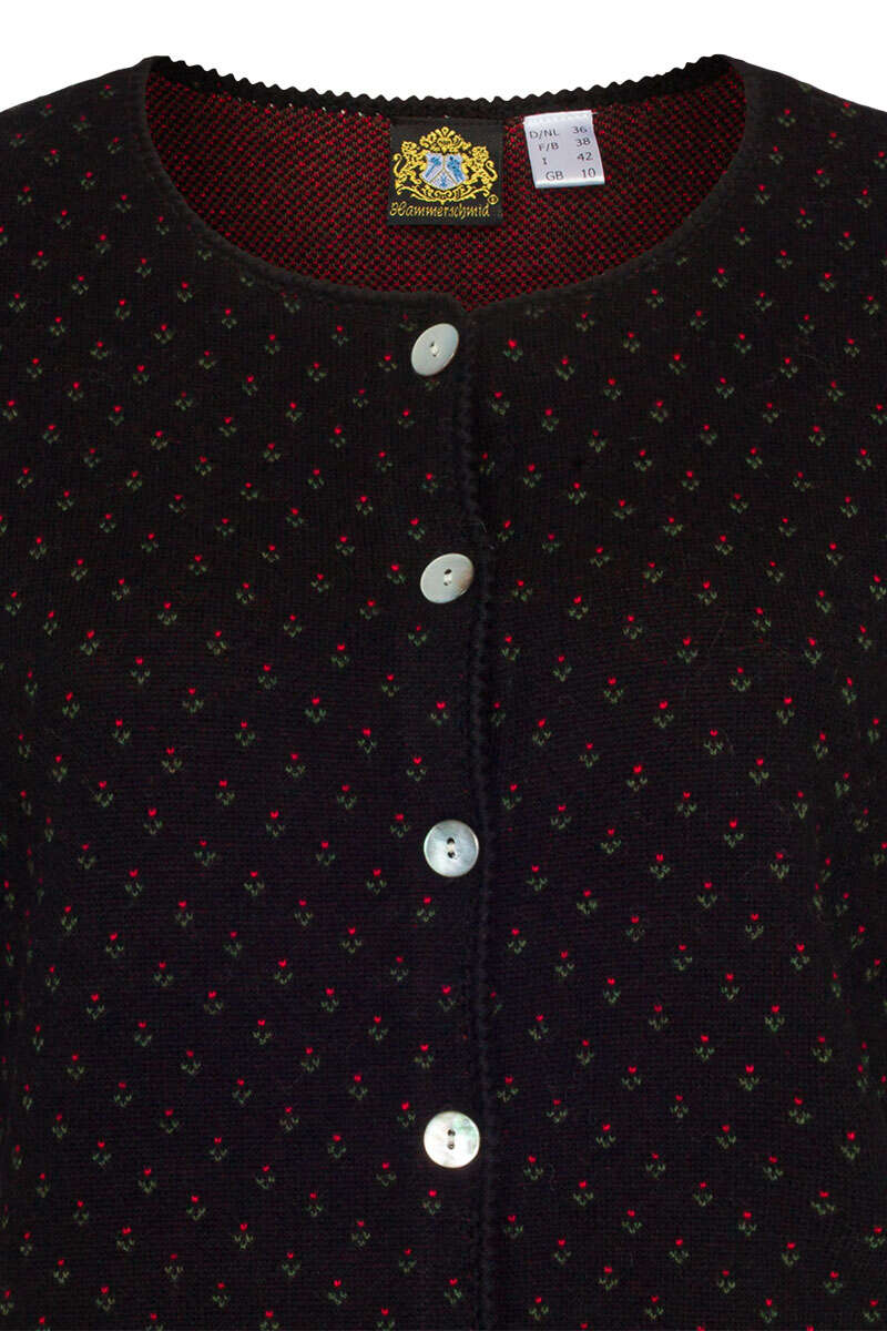 Damen Trachtenstrickjacke schwarz rot grün gemustert Bild 2