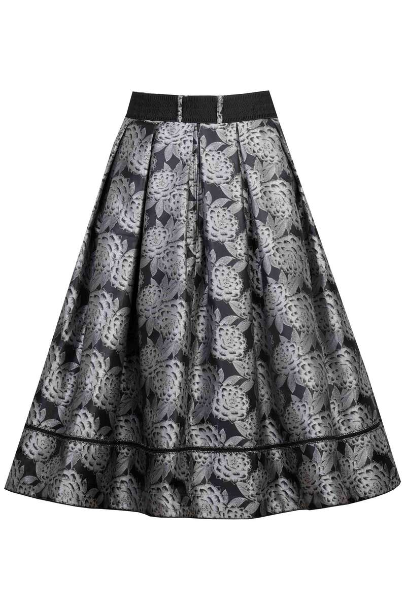 Damen Trachtenrock mit Metallschließe schwarz silber Bild 2