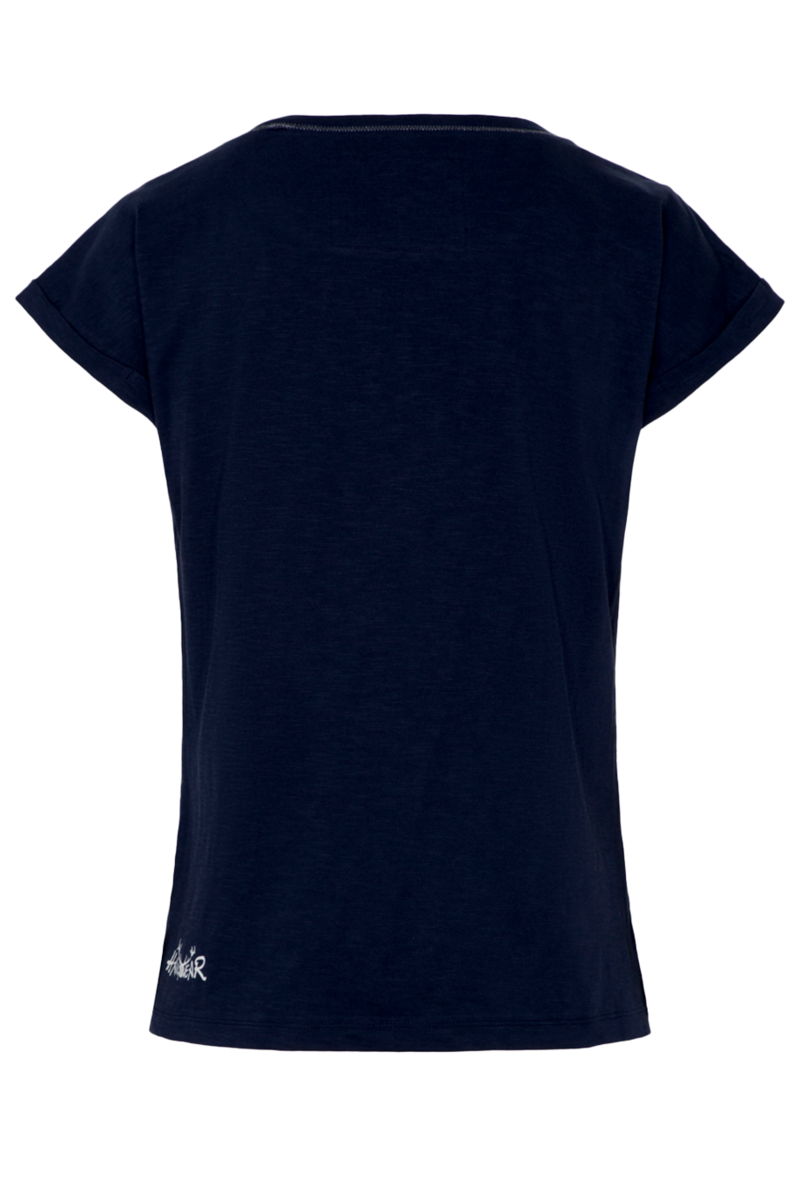 Damen Trachtenshirt mit flauschigem Herzaufnher dunkelblau Bild 2