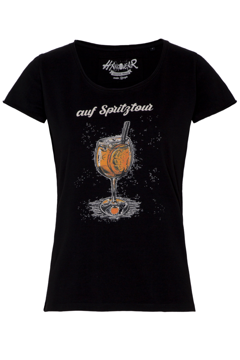 Damen T-Shirt 'Spritztour' schwarz
