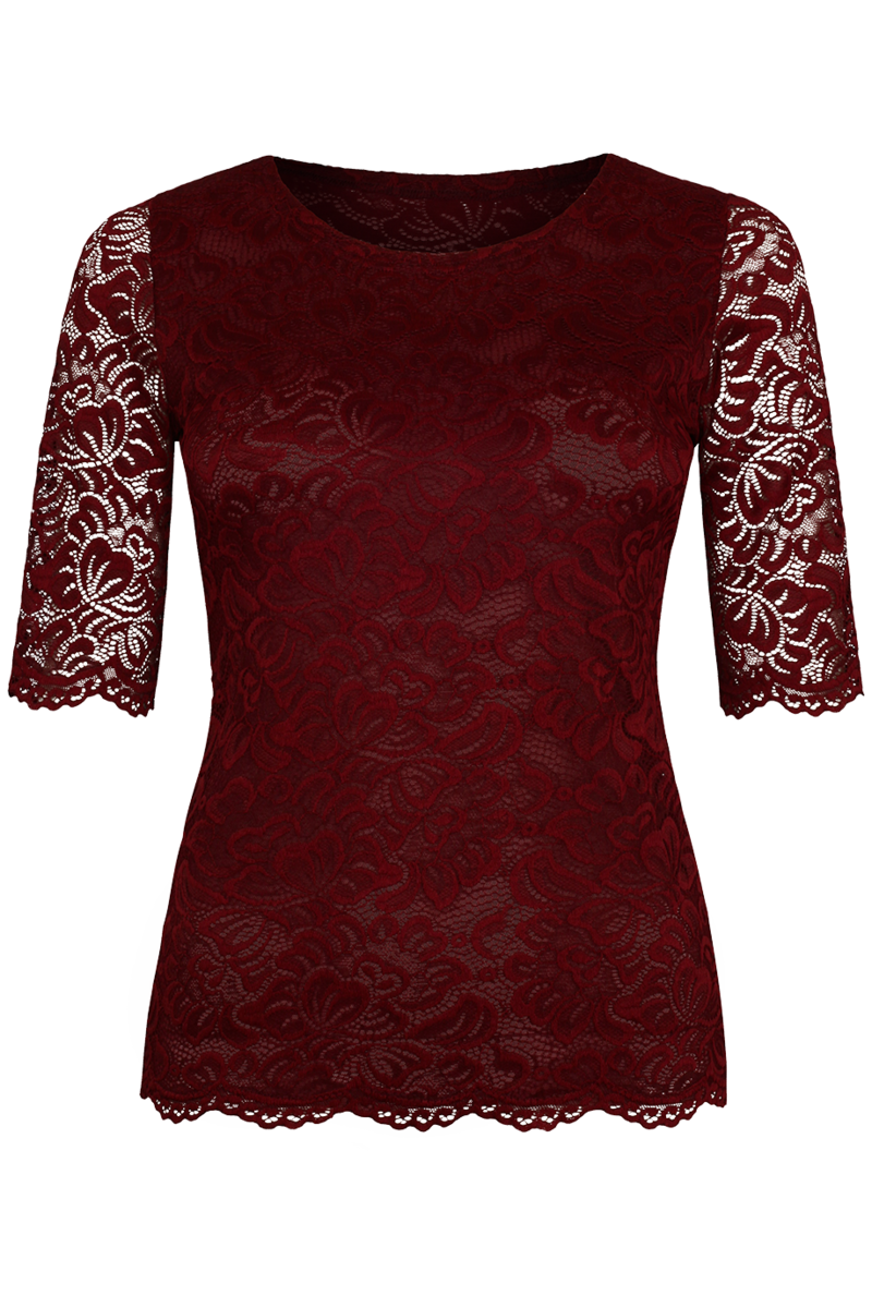 Damen Trachtenshirt aus Spitze beere
