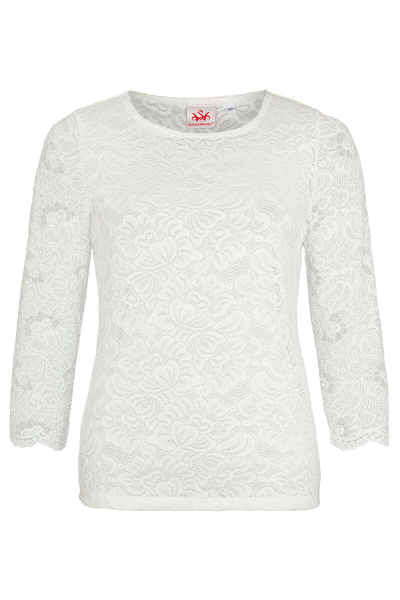 Trachtenshirt mit Spitze dreiviertelarm offwhite