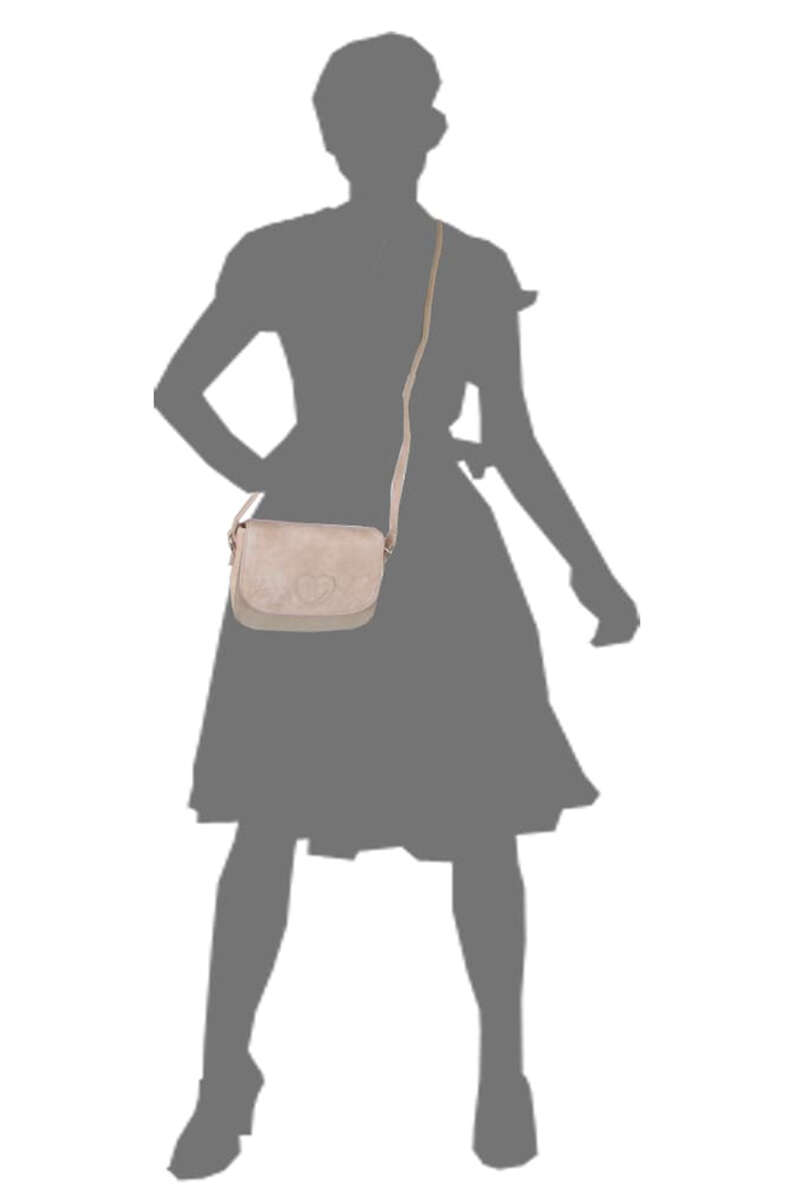 Damen Trachten-Handtasche Glattleder-Optik beige Bild 2