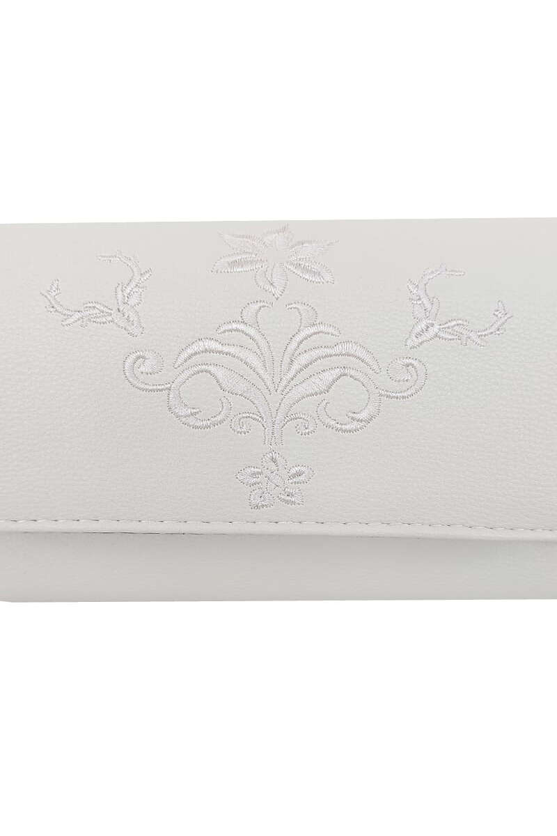 Damen Handtasche Glattleder-Optik Stickerei beige Bild 2