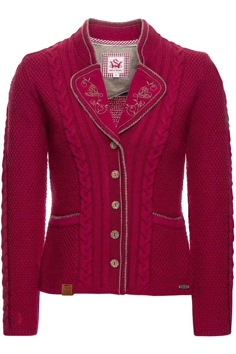 Damen Trachten Strickblazer rot