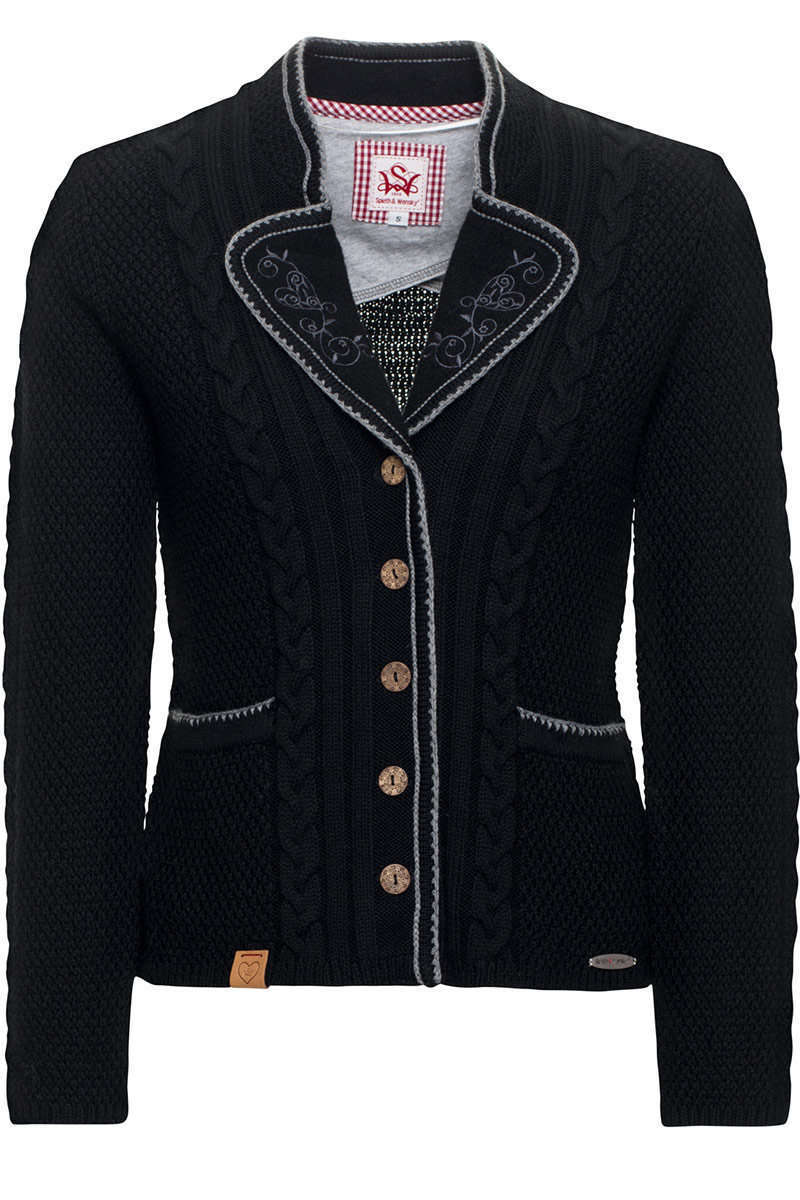 Damen Trachten Strickblazer schwarz