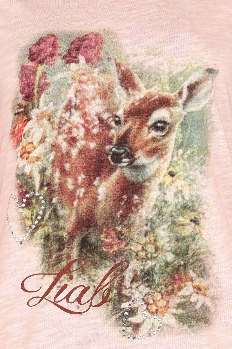 Damen Trachten T-Shirt mit Reh-Print rosa Bild 2