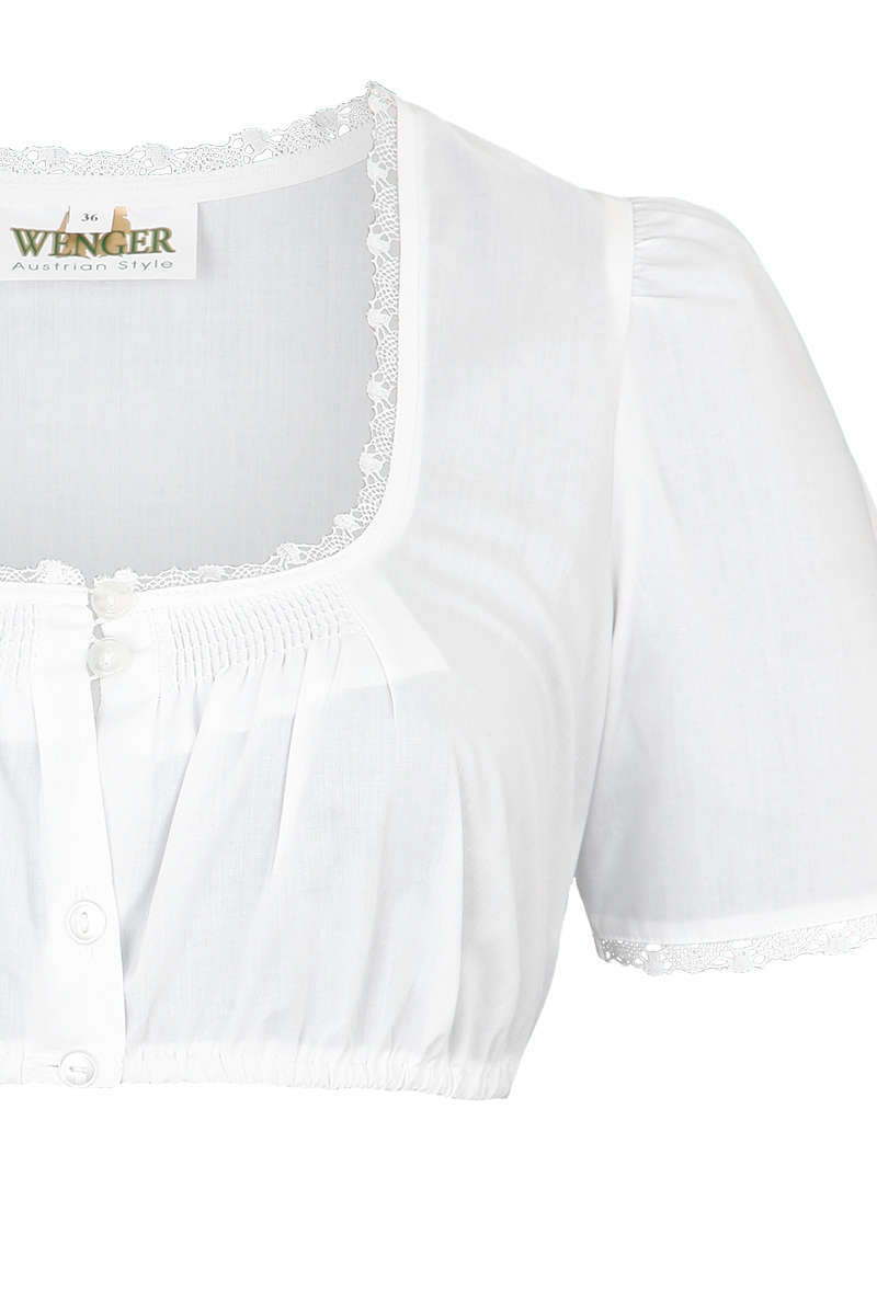 Dirndlbluse kurzarm mit Spitze weiss Bild 2