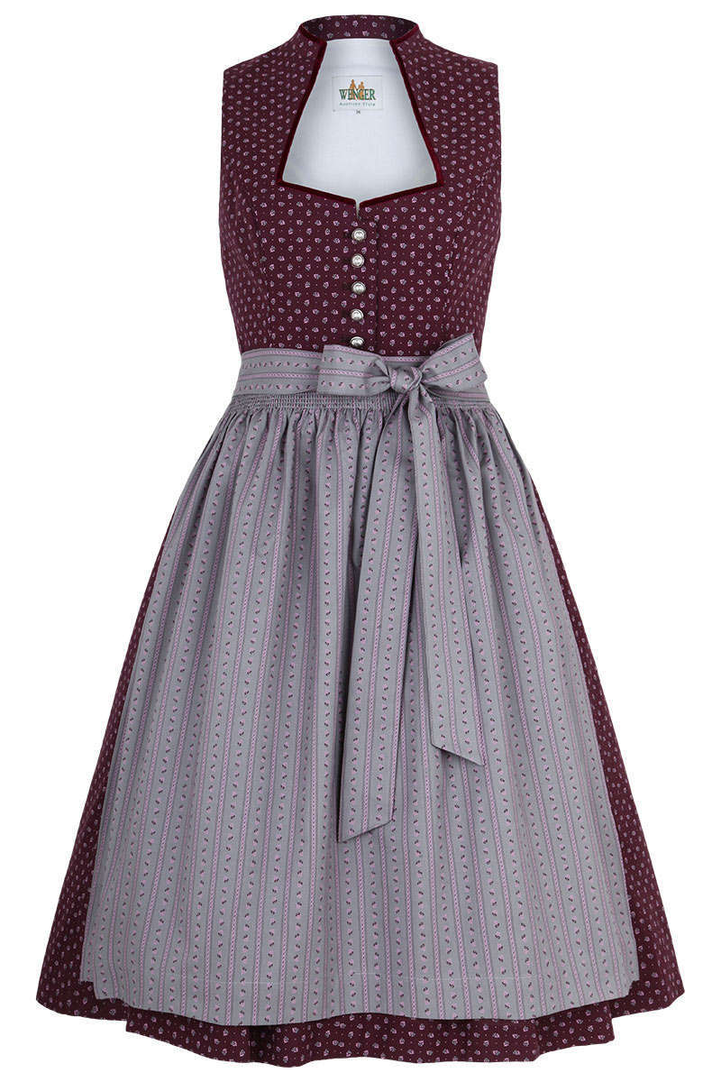 Baumwolldirndl aubergine grau