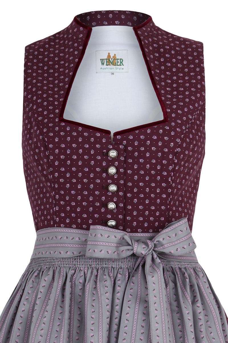 Baumwolldirndl aubergine grau Bild 2