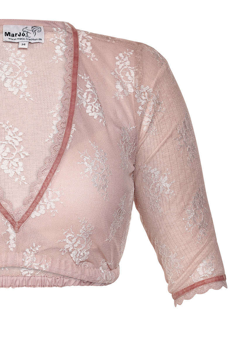 Spitzen-Dirndl Bluse mit V-Ausschnitt rosa blush Bild 2