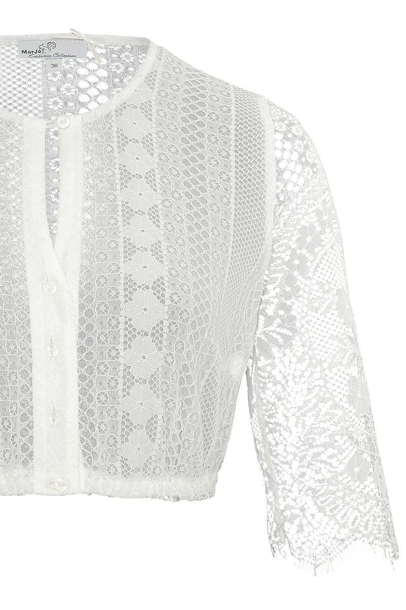 Dirndl-Bluse mit transparenten Spitzen-Ärmeln weiß Bild 2