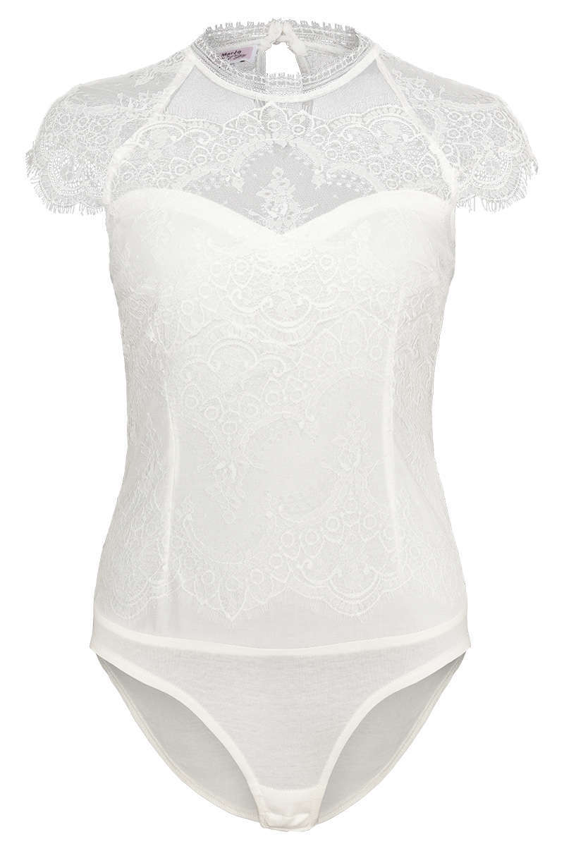 Dirndl-Spitzen-Body hochgeschlossen offwhite