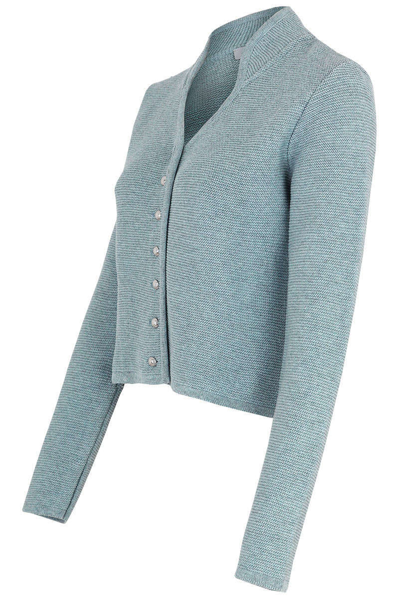 Dirndlstrickjacke mit Stehkragen hellblau Bild 2