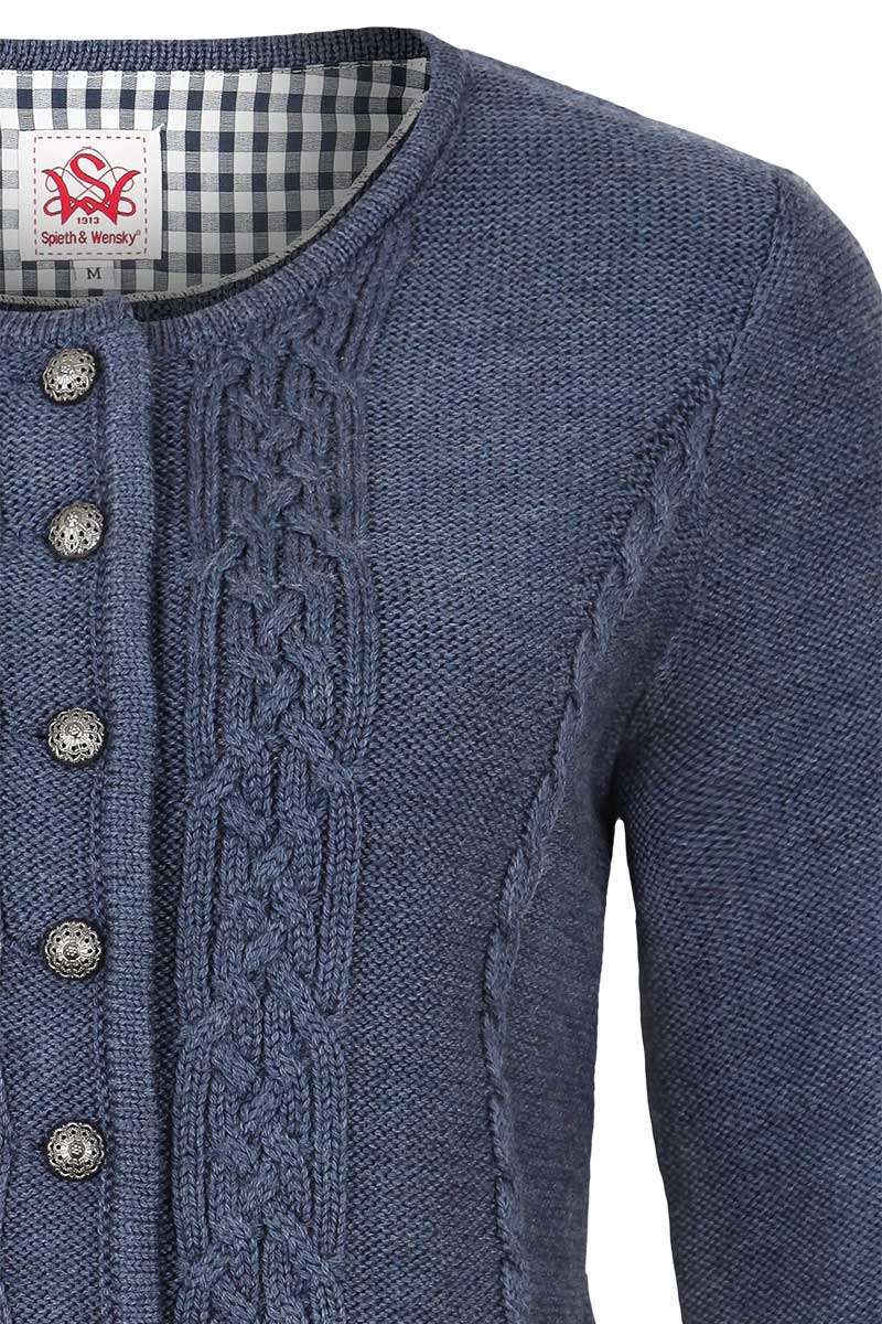 Damen Trachten Strickjacke mit Zopfmuster jeansblau Bild 2