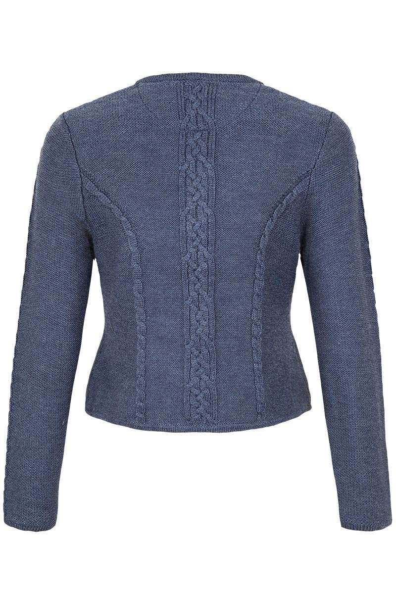 Damen Trachten Strickjacke mit Zopfmuster jeansblau Bild 2