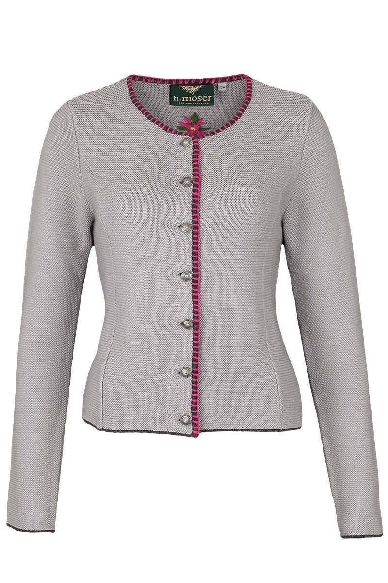 Dirndl Strickjacke Grau Rosa