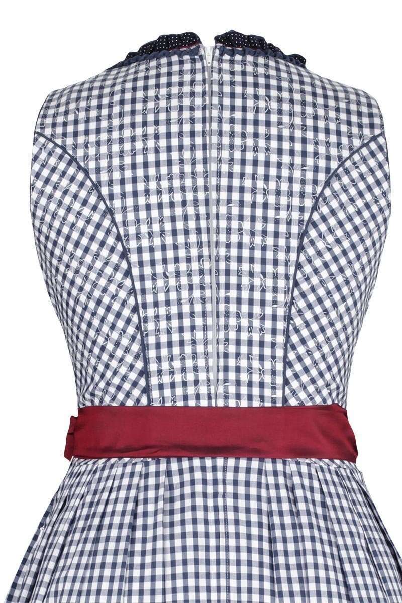 Dirndl midi kariert marineblau weinrot Bild 2