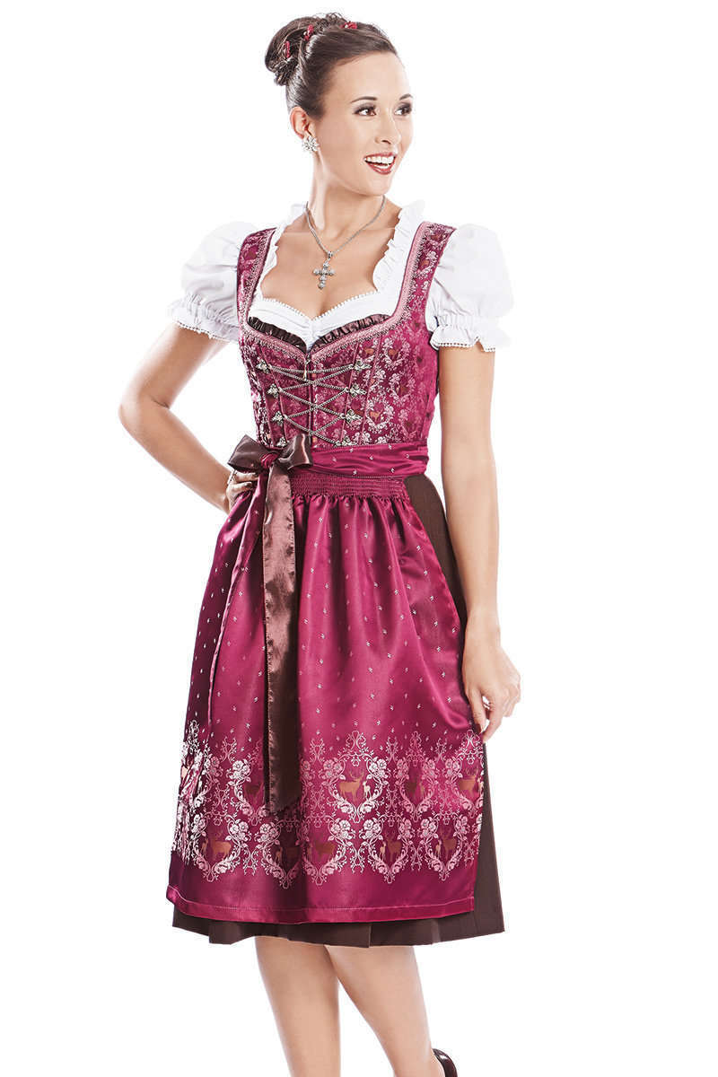 Dirndl beere festlich midi mit Hirschen Bild 2