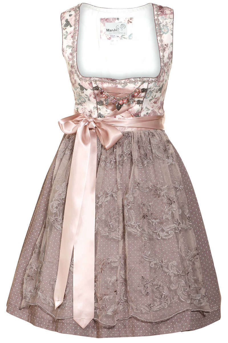 Dirndl mini Spitzenschrze creme mauve