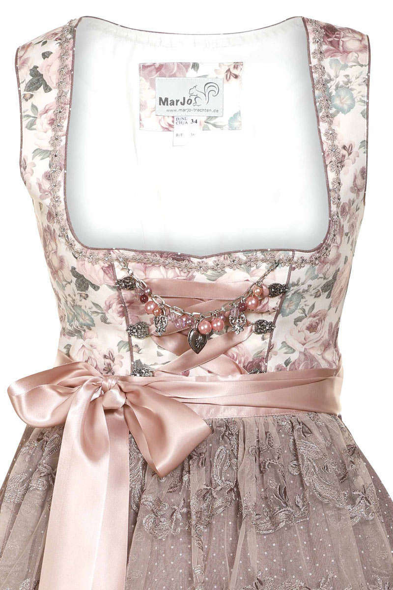 Dirndl mini Spitzenschrze creme mauve Bild 2