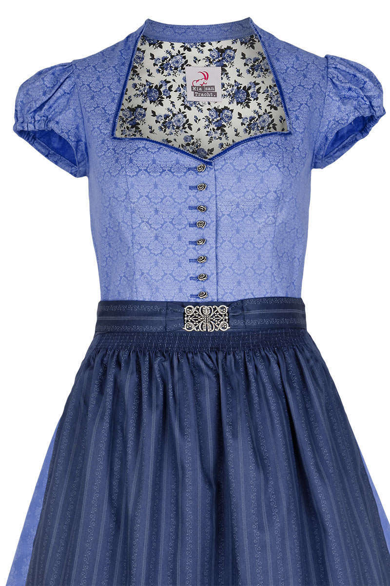 Baumwoll-Dirndl mit rmel mittelblau Bild 2