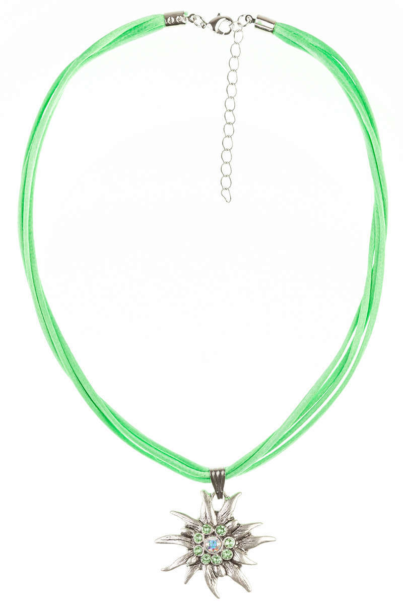 Trachten Halskette Edelweiß groß apfelgrün