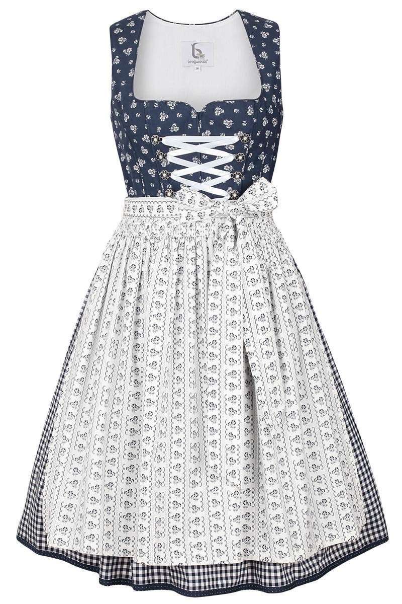 Baumwolldirndl kurz blau weiss