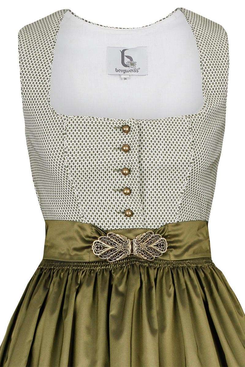 Retro-Dirndl mit Schrzen-Brosche grn gold Bild 2