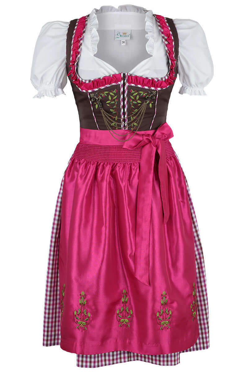 Dirndl Kurz braun-pink