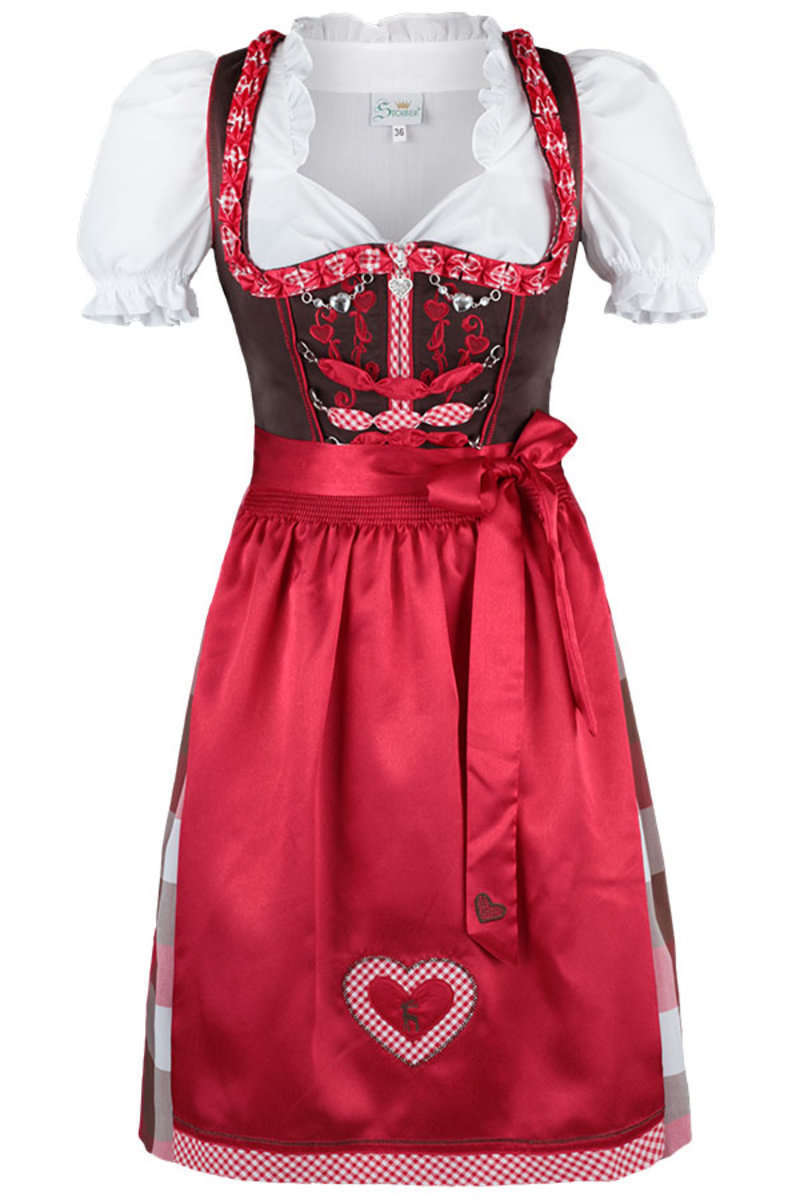 Dirndl kurz rot braun