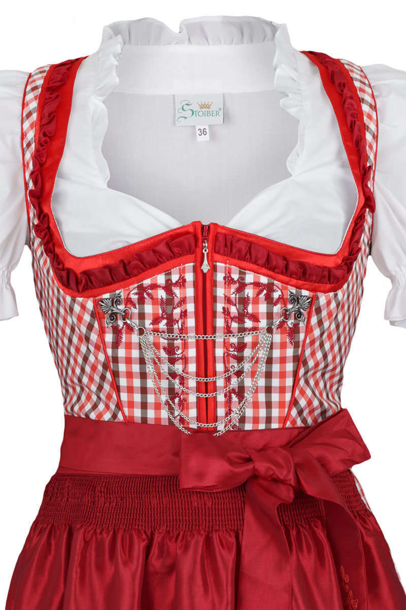 Dirndl kurz rot-wei-schwarz kariert Bild 2