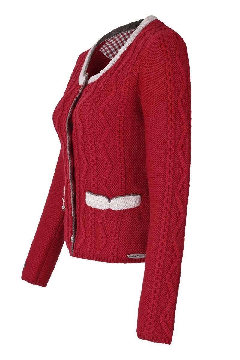 Dirndljacke mit Zopfmuster rot Bild 2