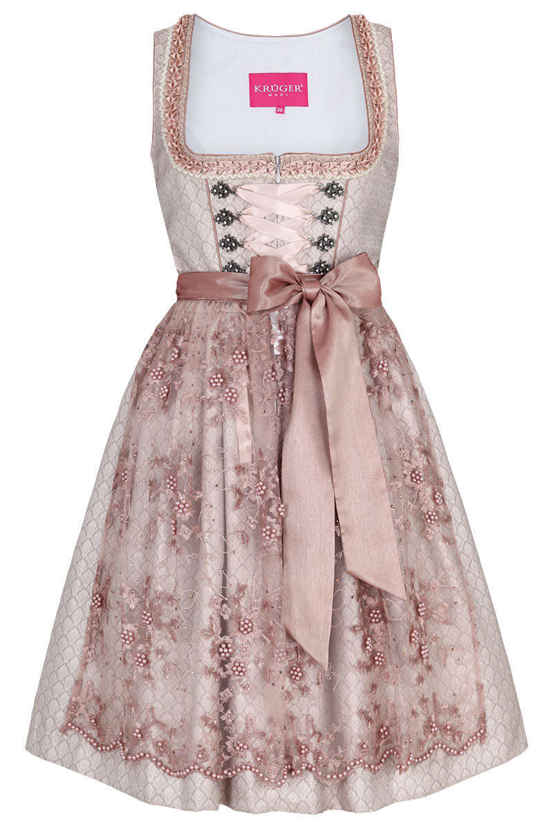 Mini-Dirndl mit Perlenschrze natur