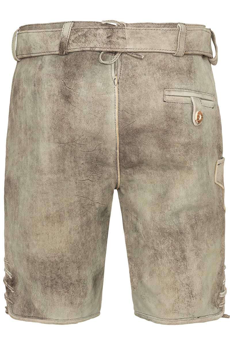 Kurze Lederhose mit Grtel morchel/ hellbeige mit schwarzer Stickerei Bild 2