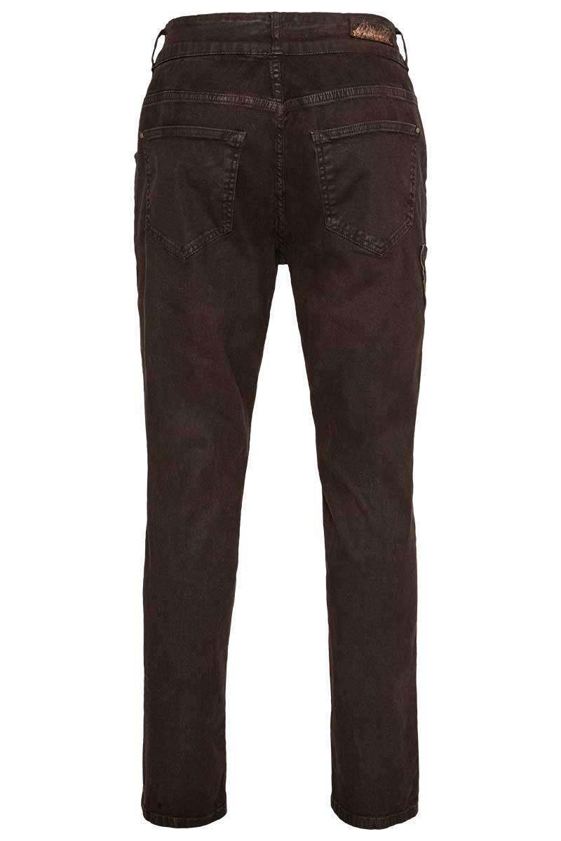 Herren Jeans Lederhose lang dunkelbraun Bild 2