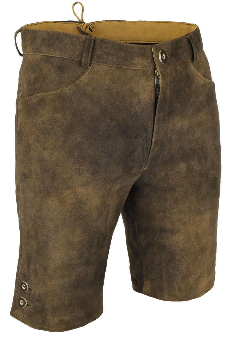 Kurze Lederhose antik schlicht rehbraun