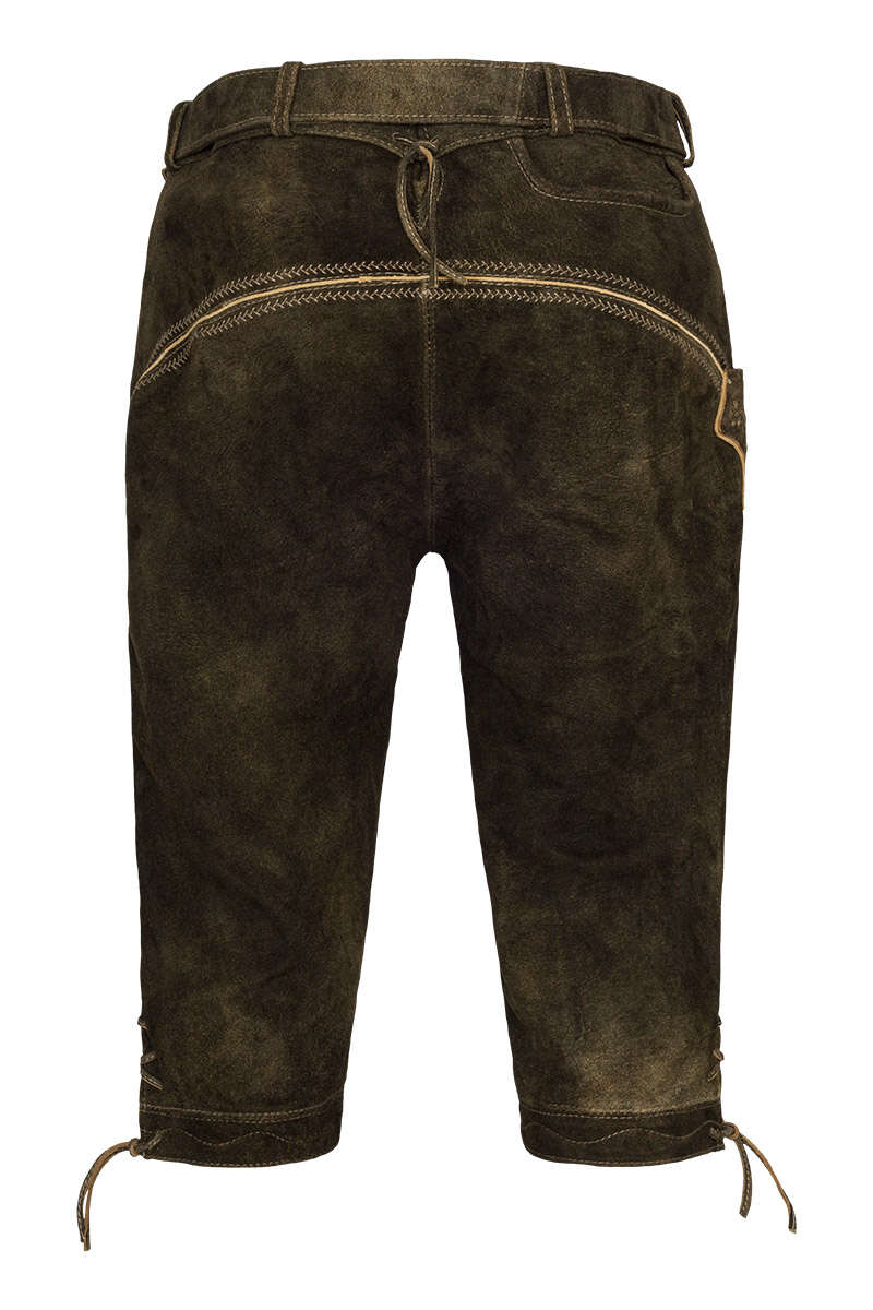 Herren Kniebund Lederhose mit Grtel espresso sand Bild 2