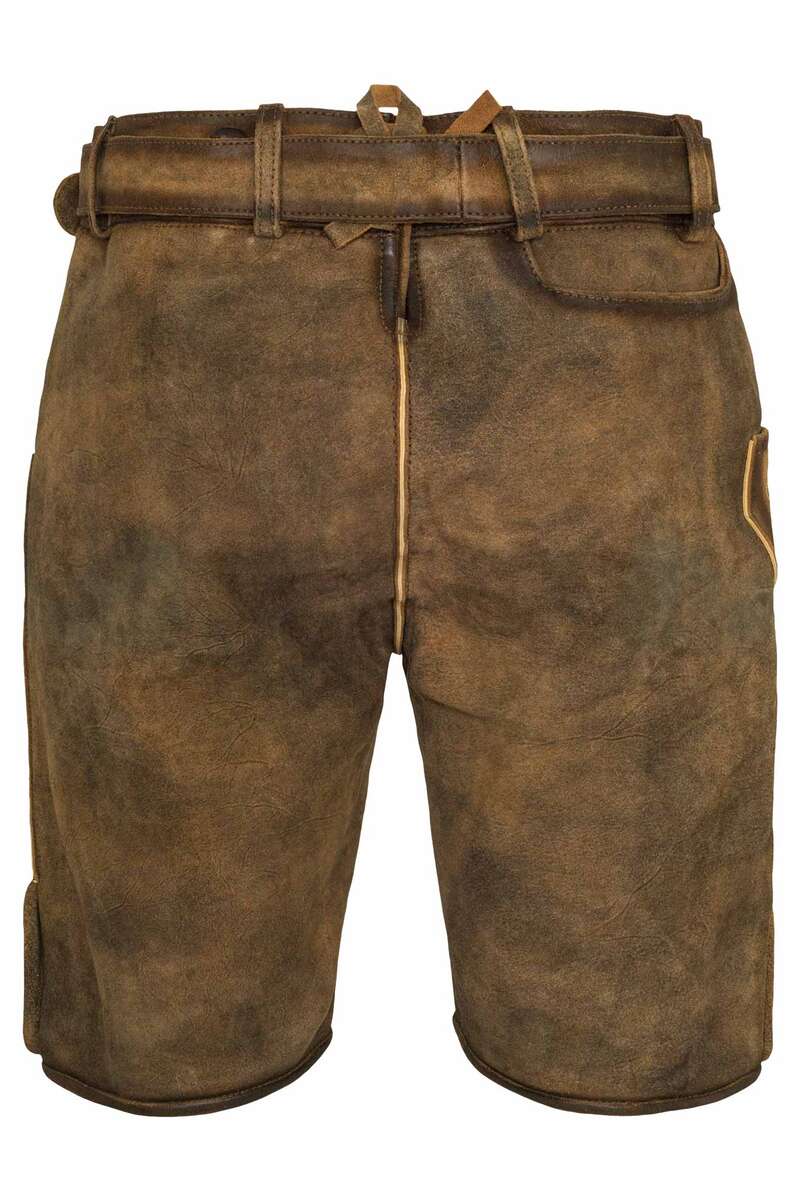 Trachtenlederhose Herren kurz mit Hirschkopf-Stickerei braun Bild 2