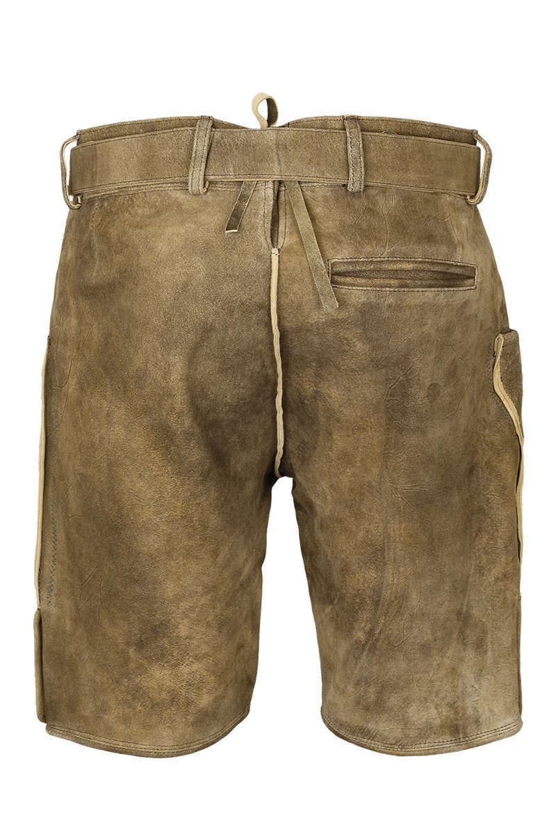 Herren Lederhose Hirschoptik mit Grtel kurz mit Stickerei oliv Bild 2