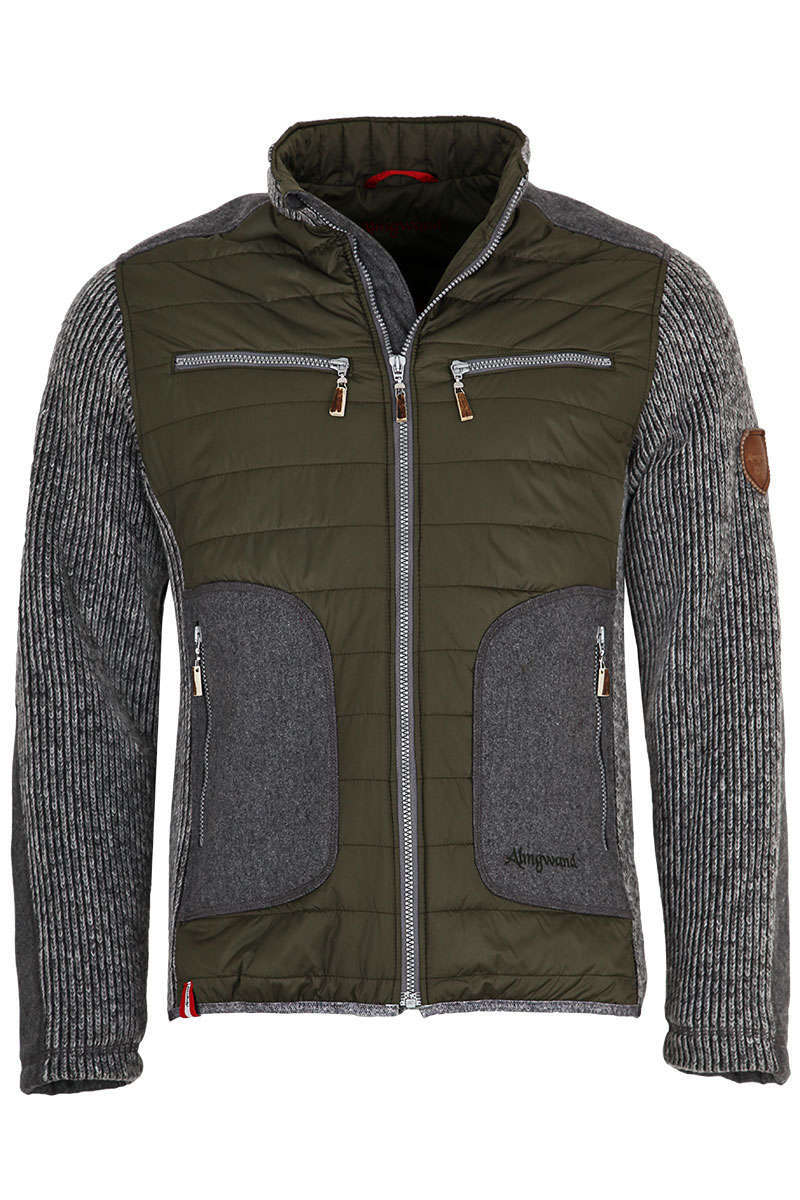 Herren Stepp-Strick-Jacke oliv grn