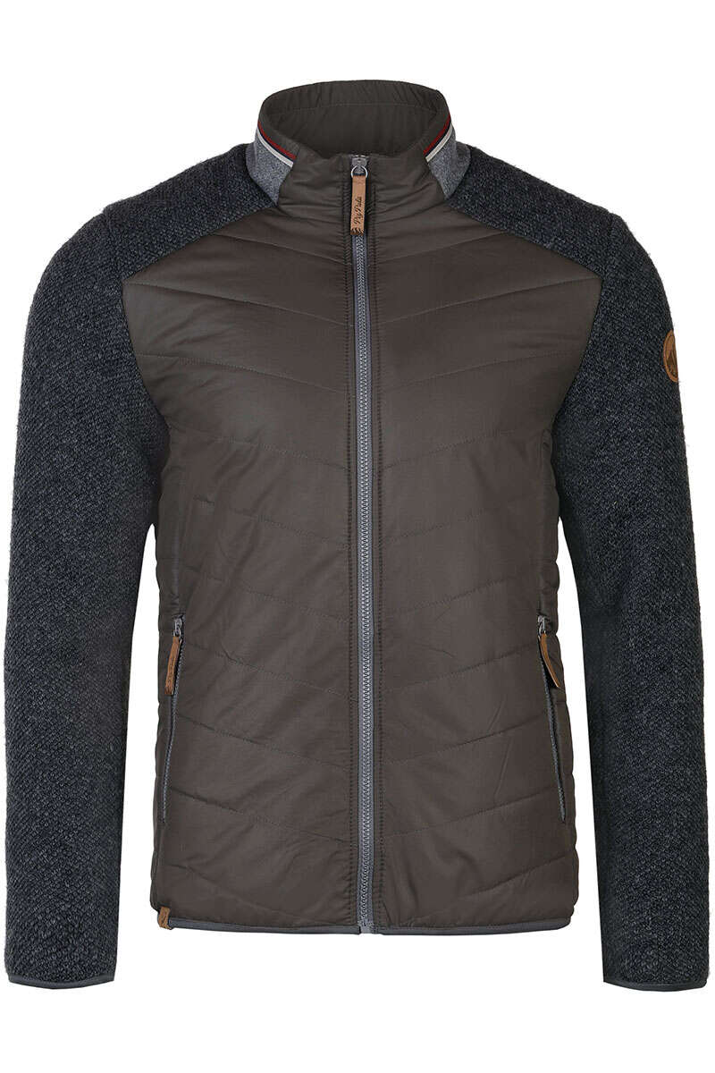 Herren Steppjacke mit Strick und Stehkragen oliv grau