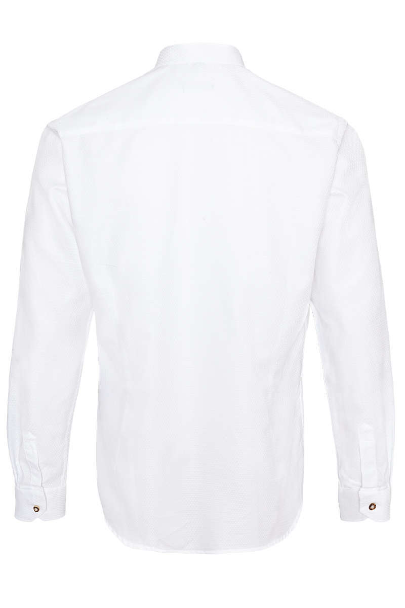 Trachten Stehkragen Hemd mit feinem Webmuster body fit weiß Bild 2
