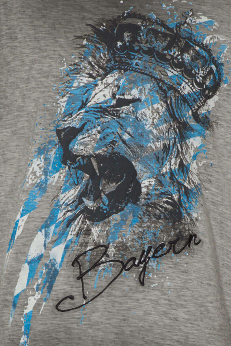 Herren T-Shirt bayerischer Löwe grau Bild 2