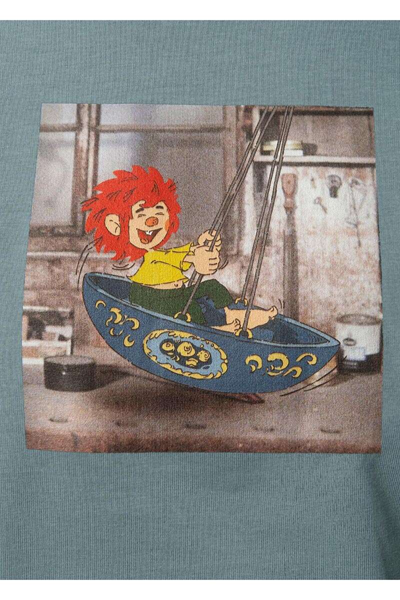 Herren T-Shirt 'Pumuckl schaukelt' graublau Bild 2